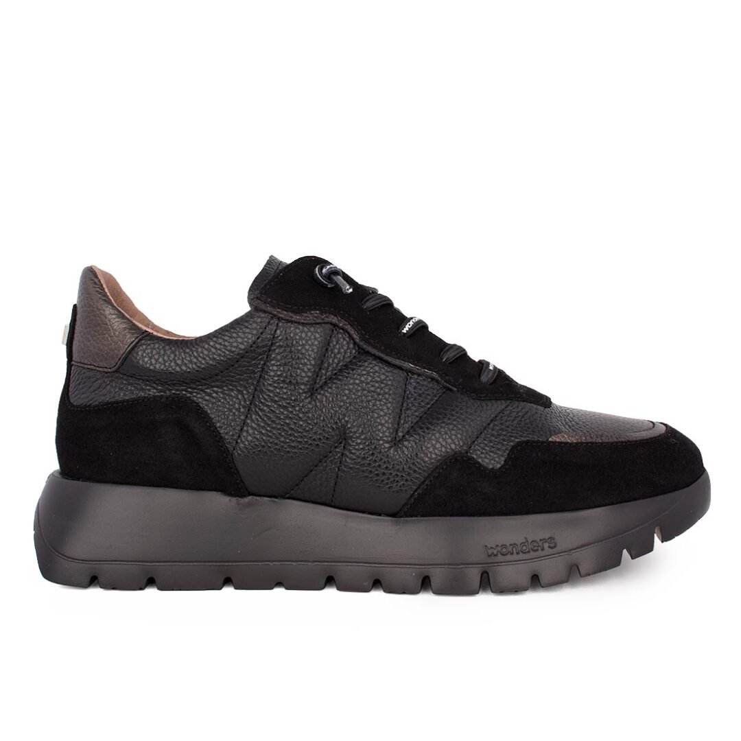 WONDERS ΓΥΝΑΙΚΕΙΑ ΔΕΡΜΑΤΙΝΑ SNEAKERS A-2473 BLACK