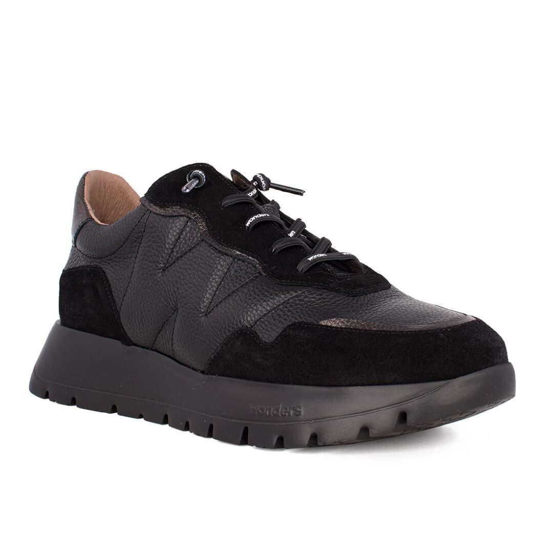 WONDERS ΓΥΝΑΙΚΕΙΑ ΔΕΡΜΑΤΙΝΑ SNEAKERS A-2473 BLACK - Image 2