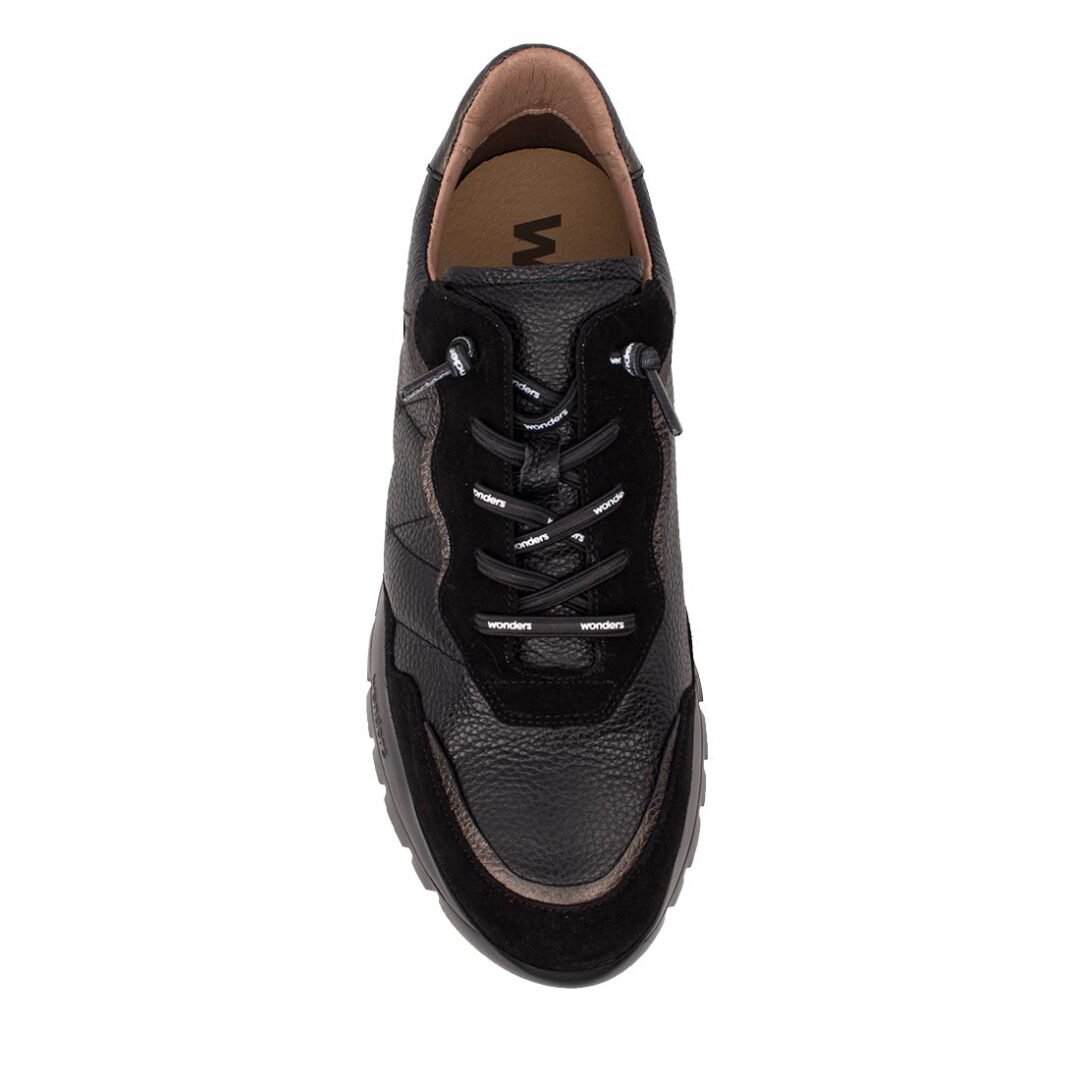 WONDERS ΓΥΝΑΙΚΕΙΑ ΔΕΡΜΑΤΙΝΑ SNEAKERS A-2473 BLACK - Image 6