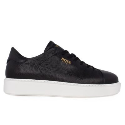 BOSS SHOES ΑΝΔΡΙΚΑ ΔΕΡΜΑΤΙΝΑ SNEAKERS B5720 BLACK TUMBLE