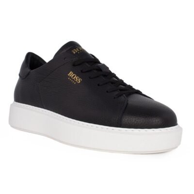 BOSS SHOES ΑΝΔΡΙΚΑ ΔΕΡΜΑΤΙΝΑ SNEAKERS B5720 BLACK TUMBLE - Image 2