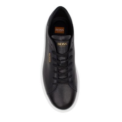BOSS SHOES ΑΝΔΡΙΚΑ ΔΕΡΜΑΤΙΝΑ SNEAKERS B5720 BLACK TUMBLE - Image 6