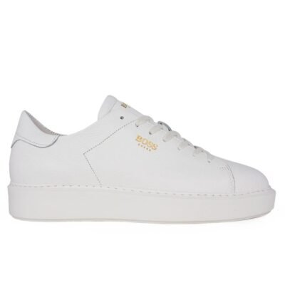 BOSS SHOES ΑΝΔΡΙΚΑ ΔΕΡΜΑΤΙΝΑ SNEAKERS B5720 WHITE TUMBLE