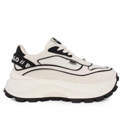 BUFFALO ΓΥΝΑΙΚΕΙΑ SNEAKERS MANHATTEN ONE WHITE/BLACK VEGAN NAPPA/NYLON