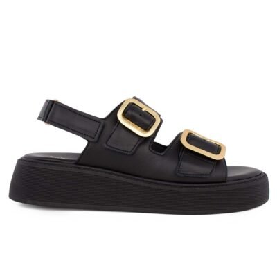 KOMIS & KOMIS ΓΥΝΑΙΚΕΙΑ ΔΕΡΜΑΤΙΝΑ FLATFORM ΠΕΔΙΛΑ C34 BLACK