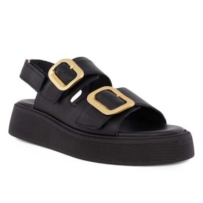 KOMIS & KOMIS ΓΥΝΑΙΚΕΙΑ ΔΕΡΜΑΤΙΝΑ FLATFORM ΠΕΔΙΛΑ C34 BLACK - Image 2