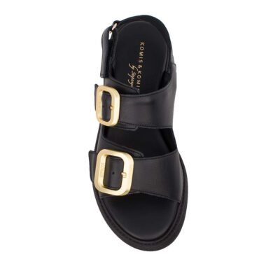 KOMIS & KOMIS ΓΥΝΑΙΚΕΙΑ ΔΕΡΜΑΤΙΝΑ FLATFORM ΠΕΔΙΛΑ C34 BLACK - Image 5