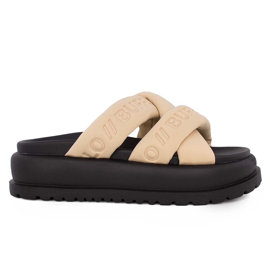 BUFFALO ΓΥΝΑΙΚΕΙΕΣ ΥΦΑΣΜΑΤΙΝΕΣ FLATFORM ΠΑΝΤΟΦΛΕΣ PALMA CROSS CREAM VEGAN LYCRA