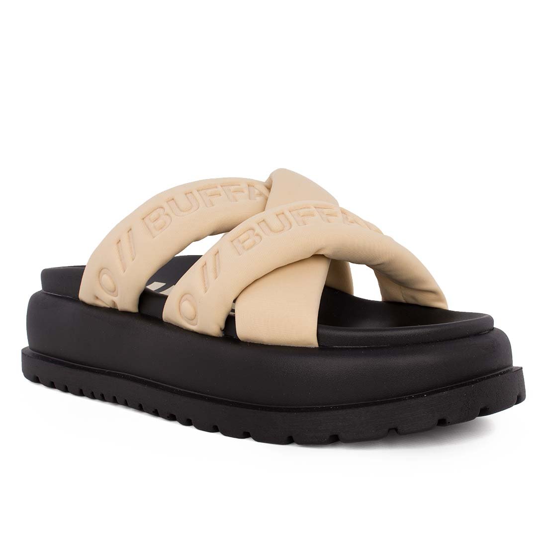 BUFFALO ΓΥΝΑΙΚΕΙΕΣ ΥΦΑΣΜΑΤΙΝΕΣ FLATFORM ΠΑΝΤΟΦΛΕΣ PALMA CROSS CREAM VEGAN LYCRA - Image 2