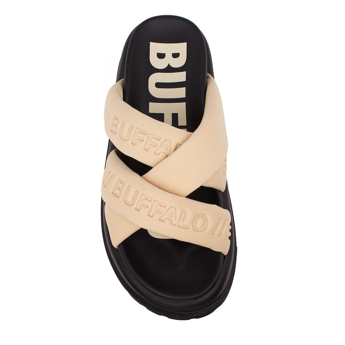 BUFFALO ΓΥΝΑΙΚΕΙΕΣ ΥΦΑΣΜΑΤΙΝΕΣ FLATFORM ΠΑΝΤΟΦΛΕΣ PALMA CROSS CREAM VEGAN LYCRA - Image 5