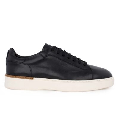 BOSS SHOES ΑΝΔΡΙΚΑ ΔΕΡΜΑΤΙΝΑ SNEAKERS C7863 BLACK SANTONI