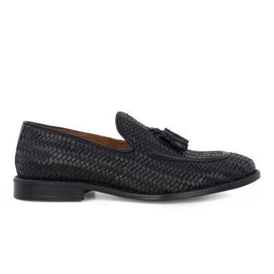 PHILIPPE LANG ΑΝΔΡΙΚΑ ΔΕΜΑΤΙΝΑ ΠΛΕΧΤΑ LOAFERS 4148 BLACK