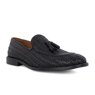 PHILIPPE LANG ΑΝΔΡΙΚΑ ΔΕΜΑΤΙΝΑ ΠΛΕΧΤΑ LOAFERS 4148 BLACK - Image 2