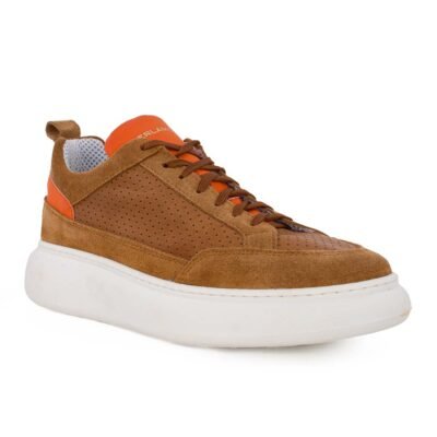 PERLAMODA ΑΝΔΡΙΚΑ ΔΕΡΜΑΤΙΝΑ SNEAKERS ATO TABACCO SUEDE - Image 2