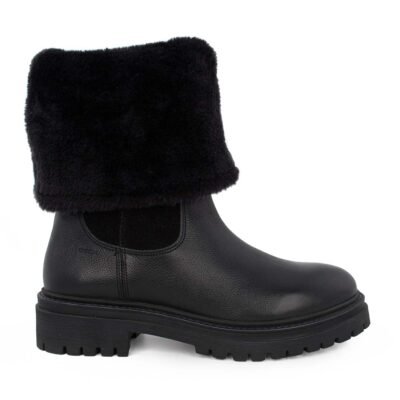 GEOX ΓΥΝΑΙΚΕΙΟ ΔΕΡΜΑΤΙΝΟ ΜΠΟΤΑΚΙ ΜΕ ΓΟΥΝΑΚΙ ΕΣΩΤΕΡΙΚΑ D IRIDEA M BLACK