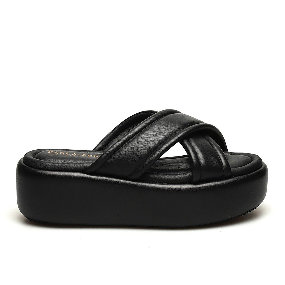 PAOLA FERRI ΓΥΝΑΙΚΕΙΕΣ ΔΕΡΜΑΤΙΝΕΣ FLATFORM ΠΑΝΤΟΦΛΕΣ D8119 ΜΑΥΡΕΣ