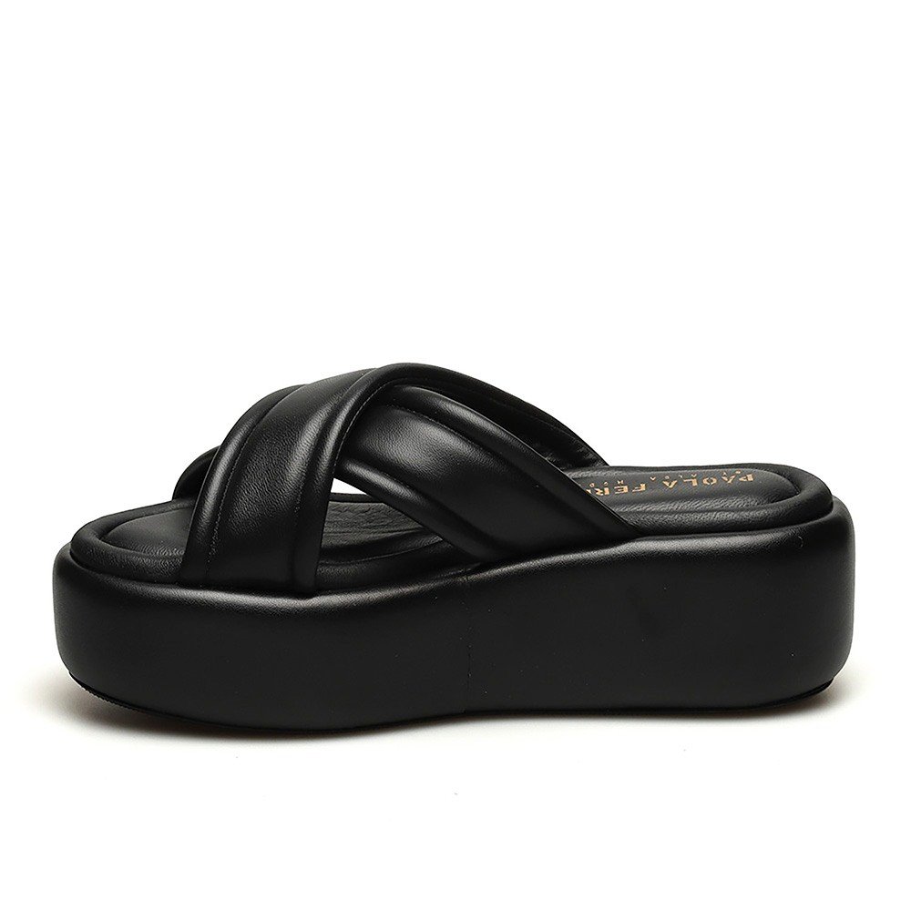 PAOLA FERRI ΓΥΝΑΙΚΕΙΕΣ ΔΕΡΜΑΤΙΝΕΣ FLATFORM ΠΑΝΤΟΦΛΕΣ D8119 ΜΑΥΡΕΣ - Image 3