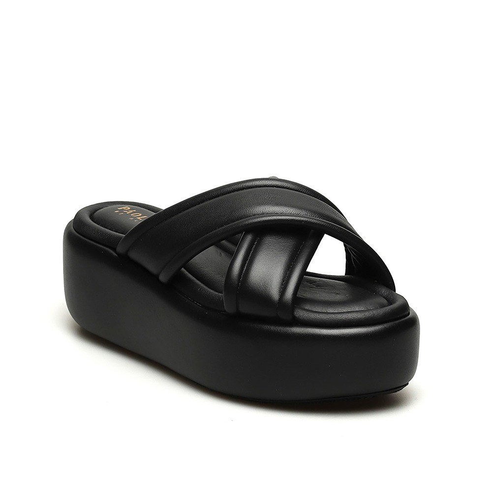 PAOLA FERRI ΓΥΝΑΙΚΕΙΕΣ ΔΕΡΜΑΤΙΝΕΣ FLATFORM ΠΑΝΤΟΦΛΕΣ D8119 ΜΑΥΡΕΣ - Image 2