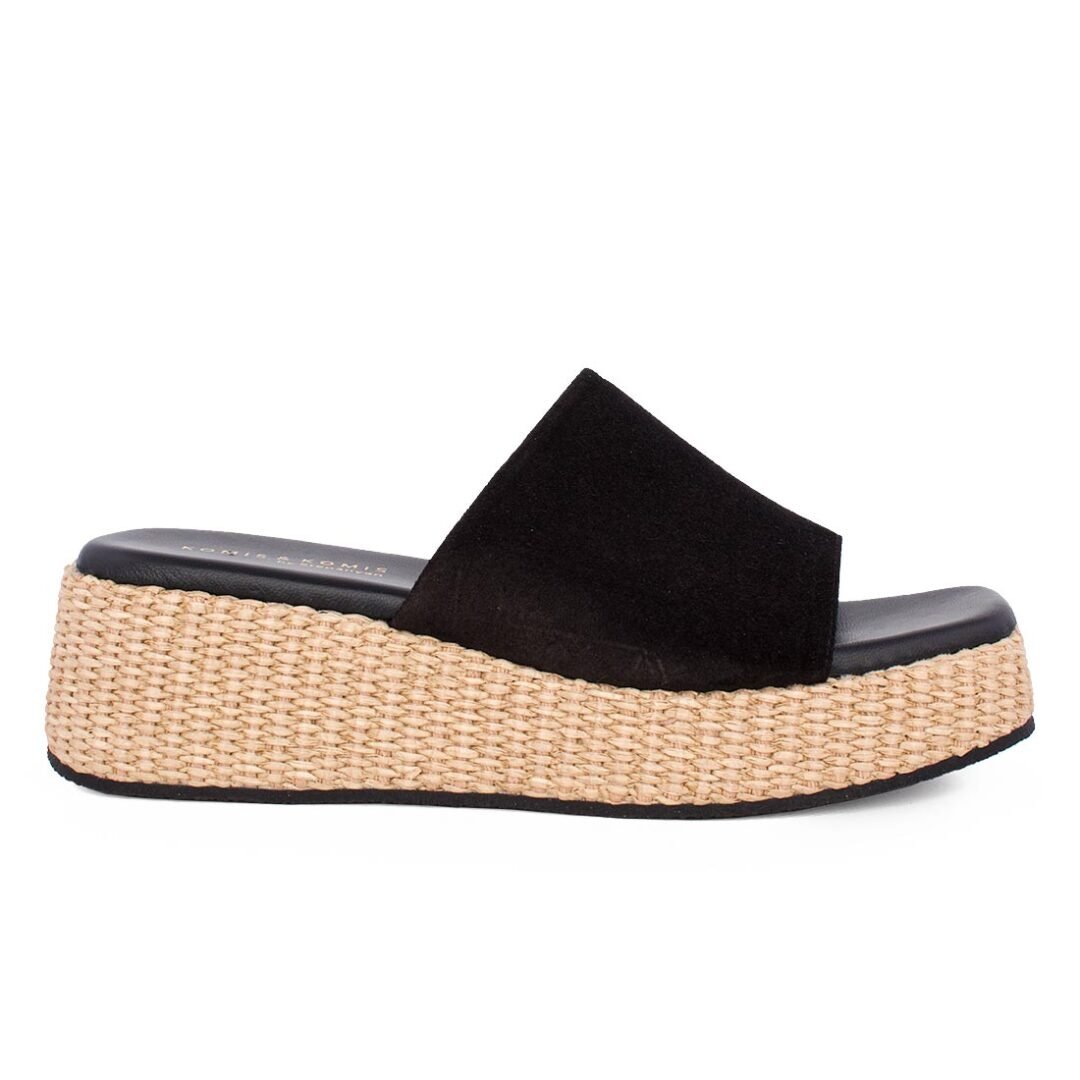 KOMIS & KOMIS ΓΥΝΑΙΚΕΙΕΣ ΔΕΡΜΑΤΙΝΕΣ FLATFORM ΠΑΝΤΟΦΛΕΣ B81 BLACK SUEDE