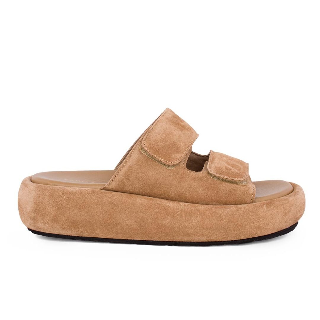 KOMIS & KOMIS ΓΥΝΑΙΚΕΙΕΣ ΔΕΡΜΑΤΙΝΕΣ FLATFORM ΠΑΝΤΟΦΛΕΣ B301 CAMEL SUEDE