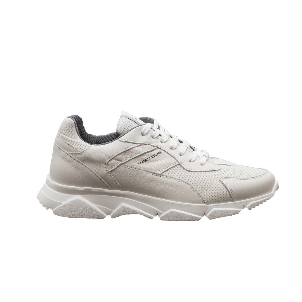 AMBITIOUS ΑΝΔΡΙΚΑ ΔΕΡΜΑΤΙΝΑ SNEAKERS 8894 ΛΕΥΚΑ