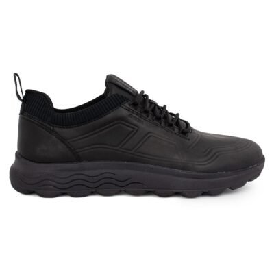 GEOX ΑΝΔΡΙΚΑ ΔΕΡΜΑΤΙΝΑ COMFORT SNEAKERS SPHERICA D ΜΑΥΡΑ