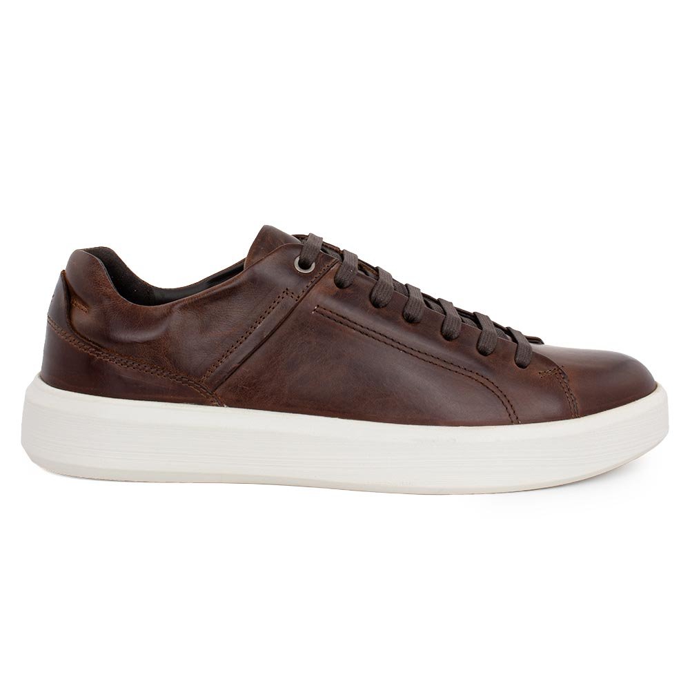 GEOX ΑΝΔΡΙΚΑ ΔΕΡΜΑΤΙΝΑ SNEAKERS VELLETRI A BROWN