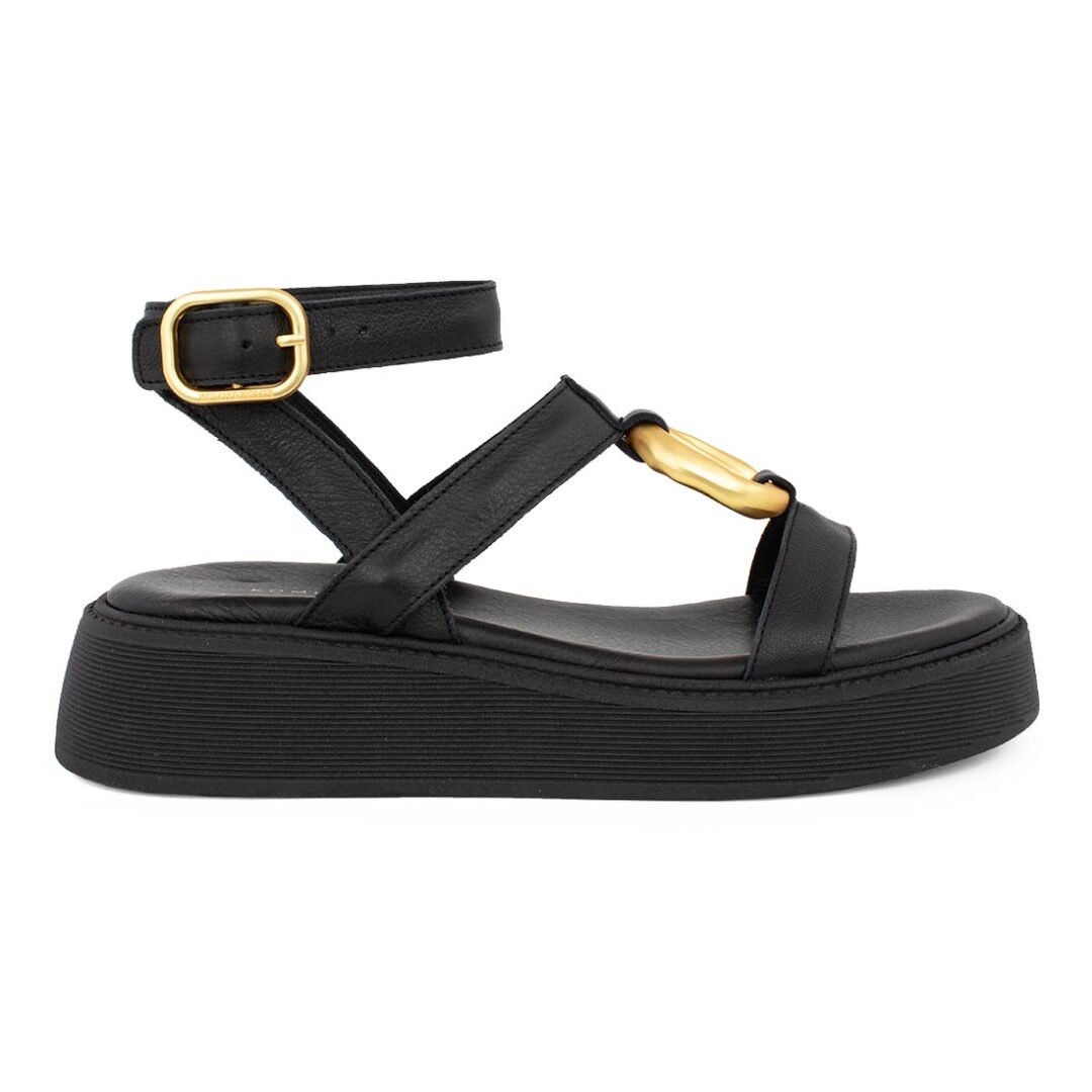 KOMIS & KOMIS ΓΥΝΑΙΚΕΙΑ ΔΕΡΜΑΤΙΝΑ FLATFORM ΠΕΔΙΛΑ B38 ΜΑΥΡΑ