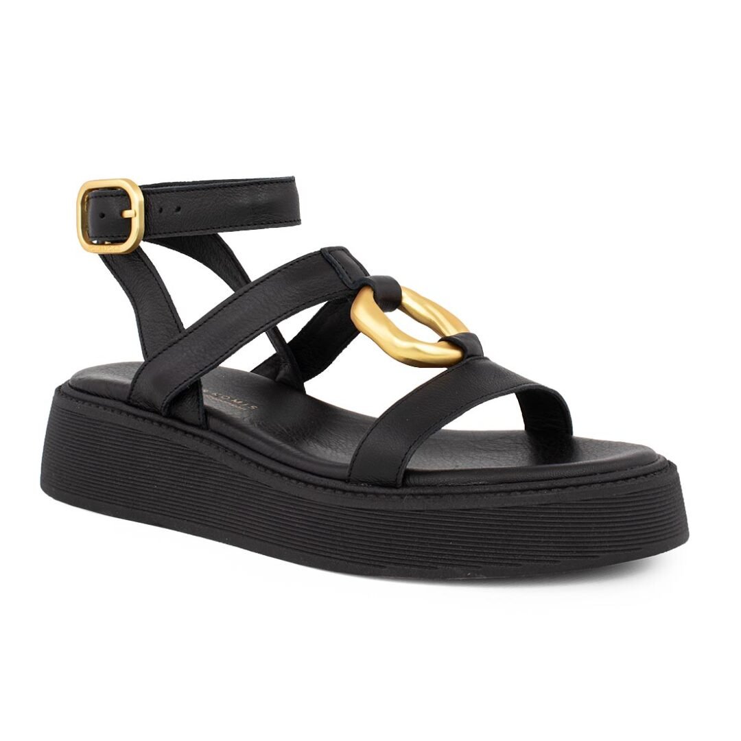 KOMIS & KOMIS ΓΥΝΑΙΚΕΙΑ ΔΕΡΜΑΤΙΝΑ FLATFORM ΠΕΔΙΛΑ B38 ΜΑΥΡΑ - Image 2