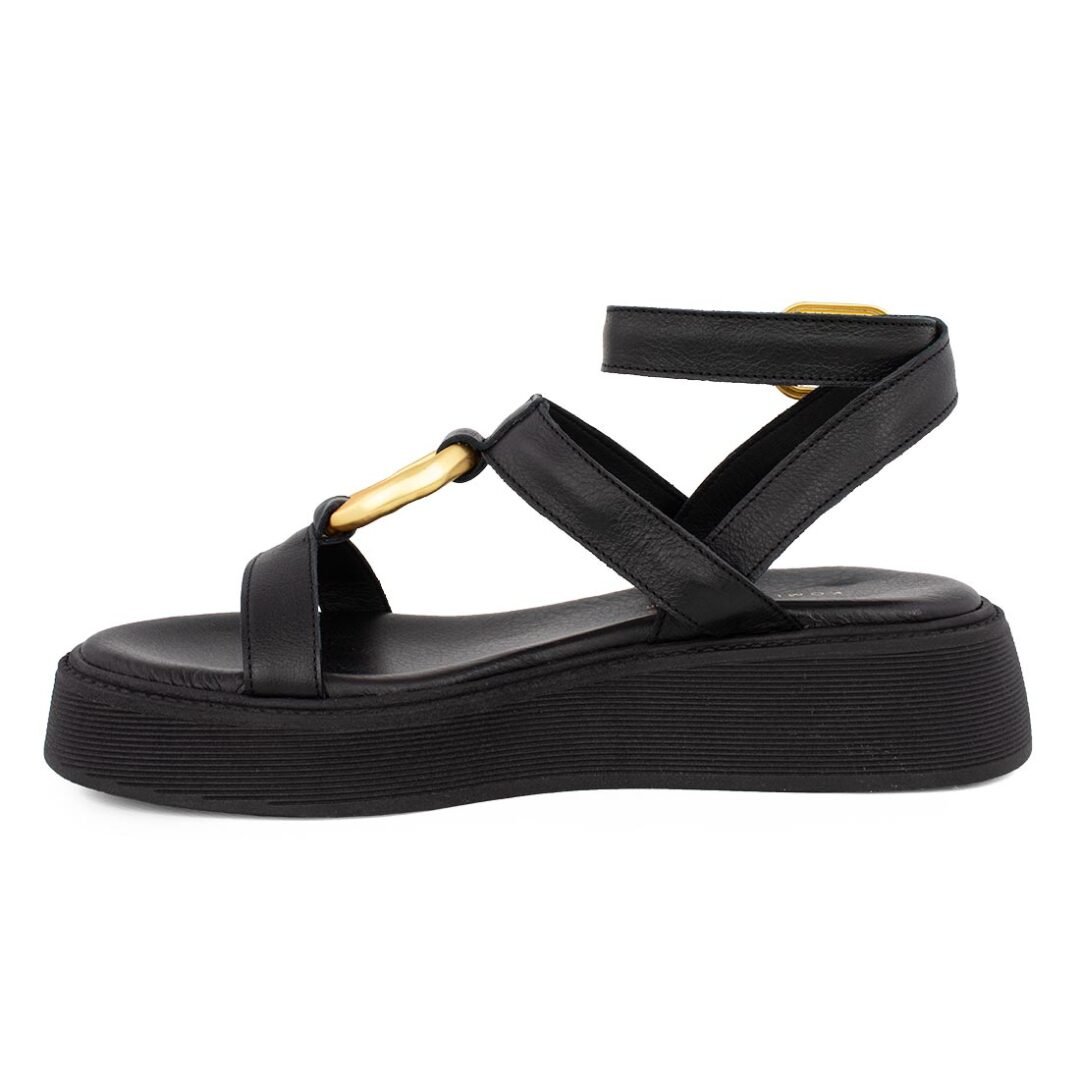 KOMIS & KOMIS ΓΥΝΑΙΚΕΙΑ ΔΕΡΜΑΤΙΝΑ FLATFORM ΠΕΔΙΛΑ B38 ΜΑΥΡΑ - Image 3
