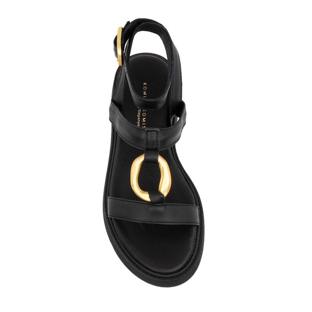 KOMIS & KOMIS ΓΥΝΑΙΚΕΙΑ ΔΕΡΜΑΤΙΝΑ FLATFORM ΠΕΔΙΛΑ B38 ΜΑΥΡΑ - Image 5