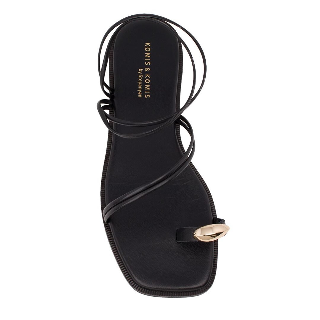 KOMIS & KOMIS ΓΥΝΑΙΚΕΙΑ ΔΕΡΜΑΤΙΝΑ FLAT ΠΕΔΙΛΑ B209 BLACK - Image 5