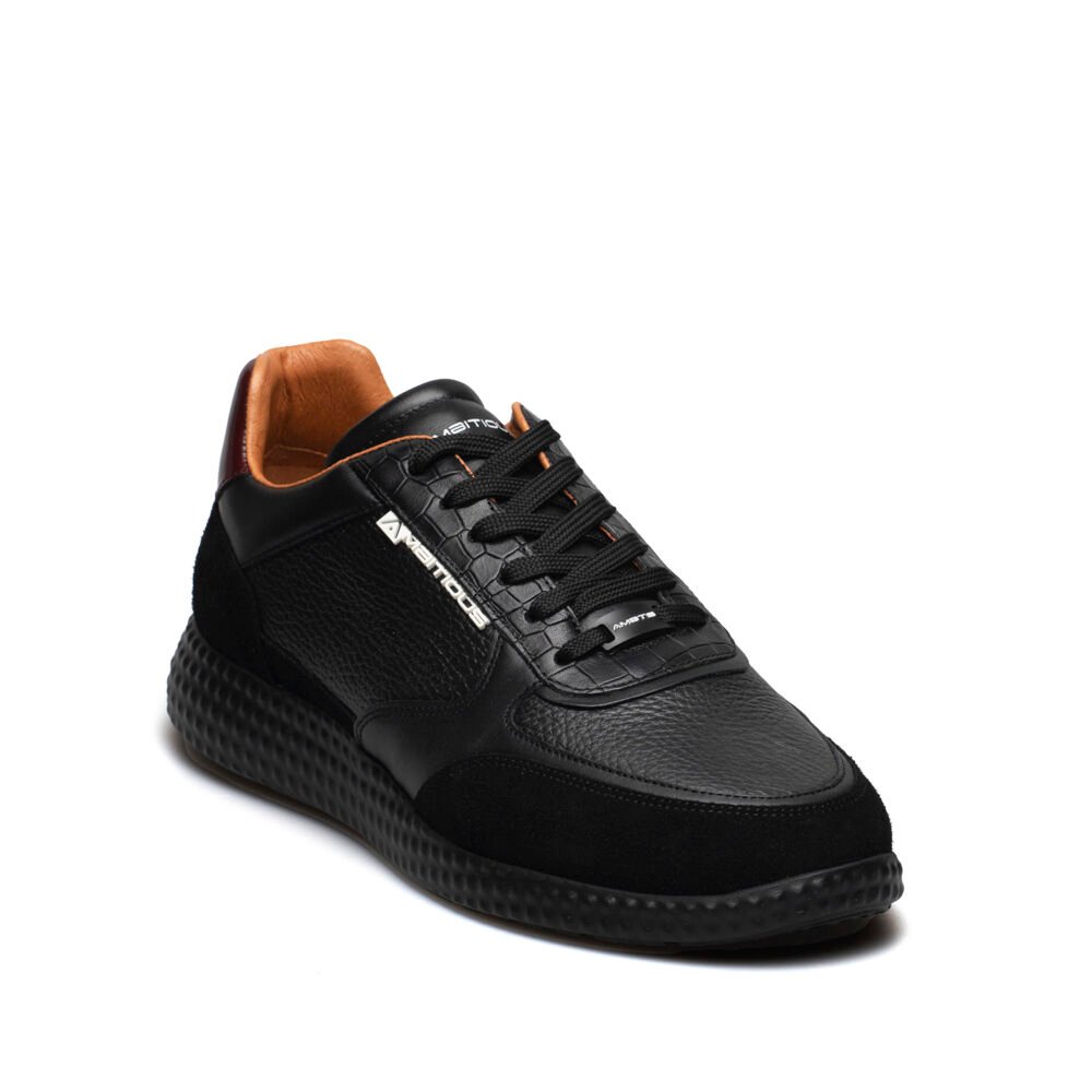 AMBITIOUS ΑΝΔΡΙΚΑ ΔΕΡΜΑΤΙΝΑ SNEAKERS 11012 ΜΑΥΡΑ - Image 2