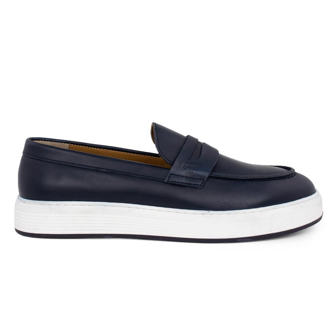 BOSS SHOES ΑΝΔΡΙΚΑ ΔΕΡΜΑΤΙΝΑ LOAFERS V7169 ΜΠΛΕ DIAMOND