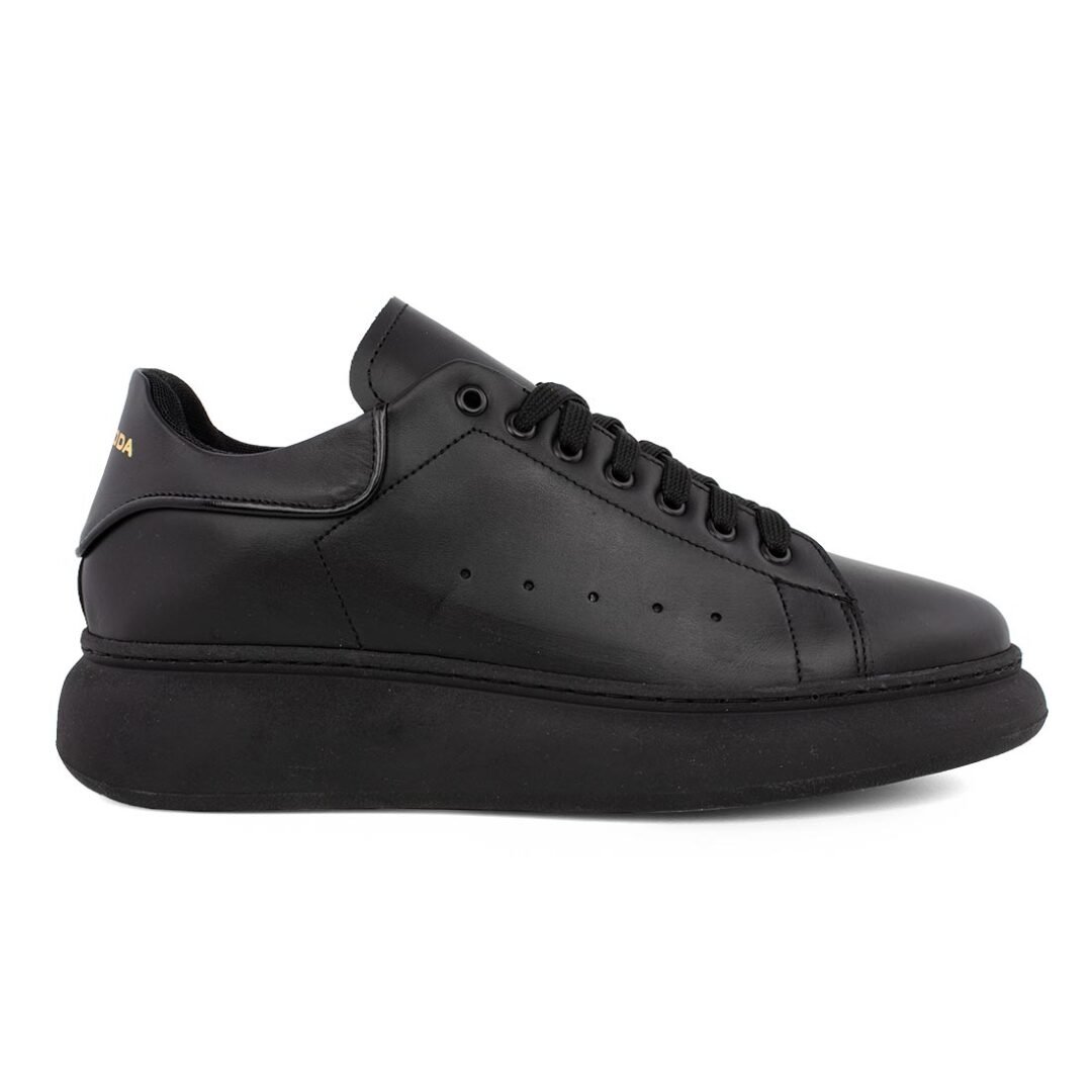 PERLAMODA ΑΝΔΡΙΚΑ ΔΕΡΜΑΤΙΝΑ SNEAKERS REY1K TOTAL BLACK