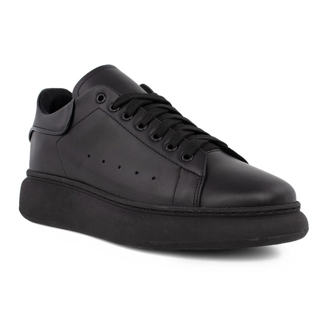 PERLAMODA ΑΝΔΡΙΚΑ ΔΕΡΜΑΤΙΝΑ SNEAKERS REY1K TOTAL BLACK - Image 2