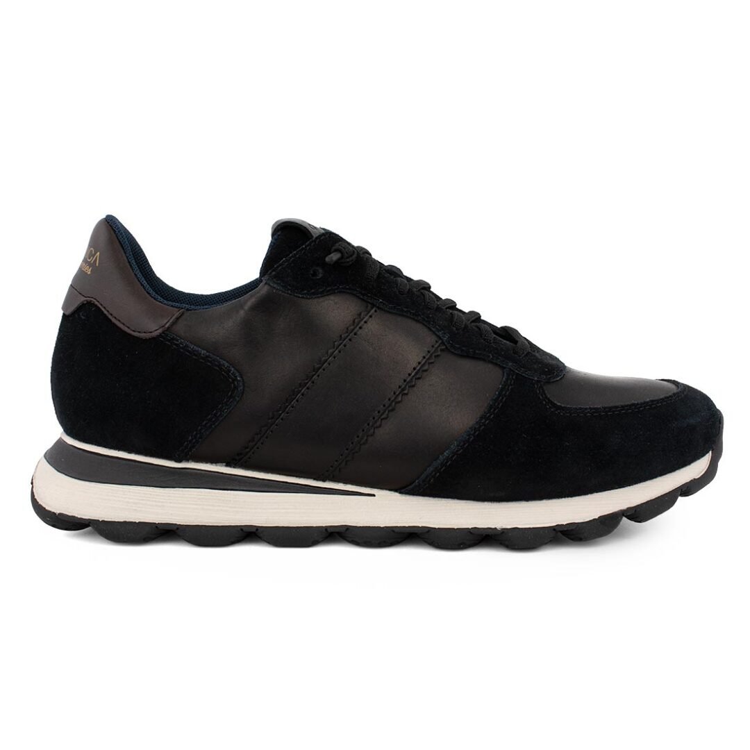 GEOX ΑΝΔΡΙΚΑ ΔΕΡΜΑΤΙΝΑ COMFORT SNEAKERS U SPHERICA VSERIES A BLACK