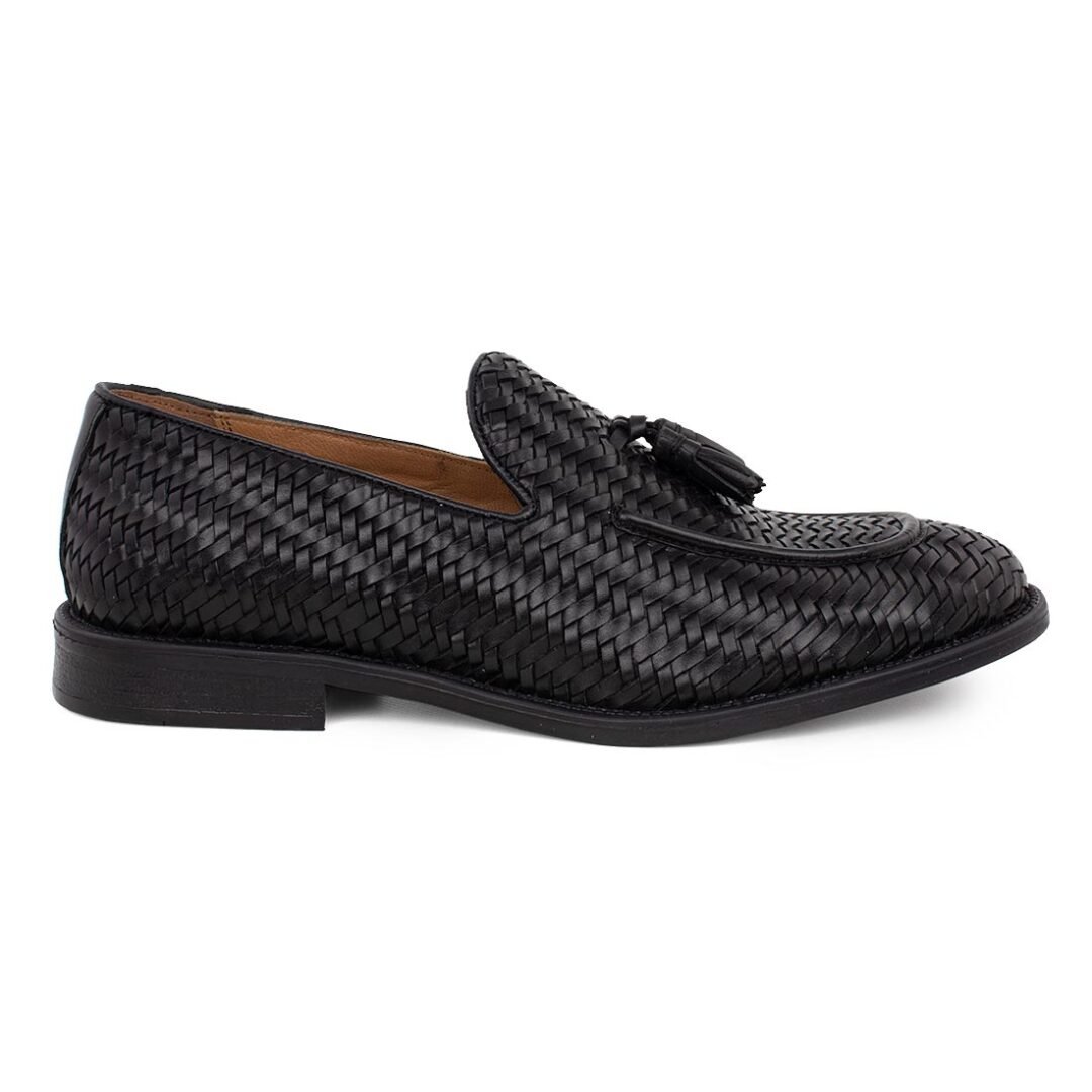PHILIPPE LANG ΑΝΔΡΙΚΑ ΔΕΡΜΑΤΙΝΑ ΠΛΕΧΤΑ LOAFERS 4148 BLACK