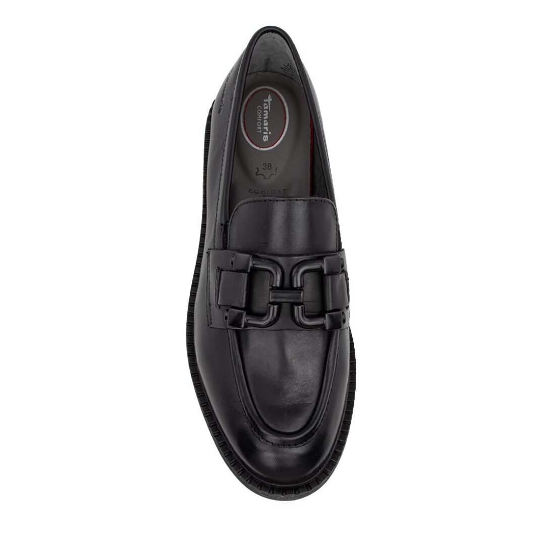 TAMARIS COMFORT ΓΥΝΑΙΚΕΙΑ ΔΕΡΜΑΤΙΝΑ COMFORT LOAFERS 8-84704-41 022 BLACK NAPPA - Image 5