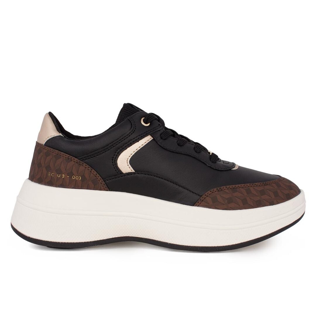 GEOX ΓΥΝΑΙΚΕΙΑ ΔΕΡΜΑΤΙΝΑ COMFORT SNEAKERS D SPHERICA ECUB-3 D BLACK/BROWN