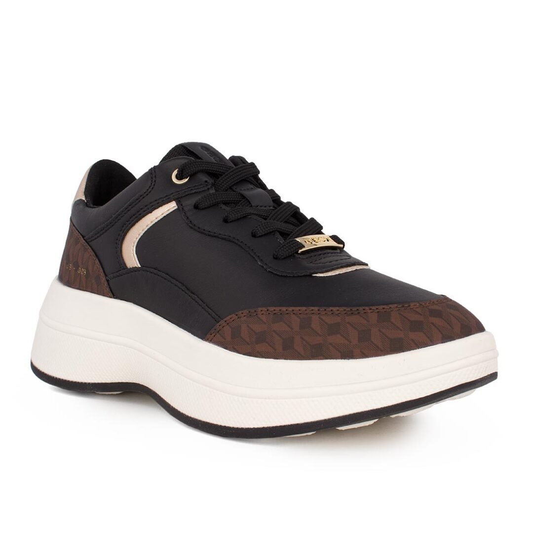 GEOX ΓΥΝΑΙΚΕΙΑ ΔΕΡΜΑΤΙΝΑ COMFORT SNEAKERS D SPHERICA ECUB-3 D BLACK/BROWN - Image 2