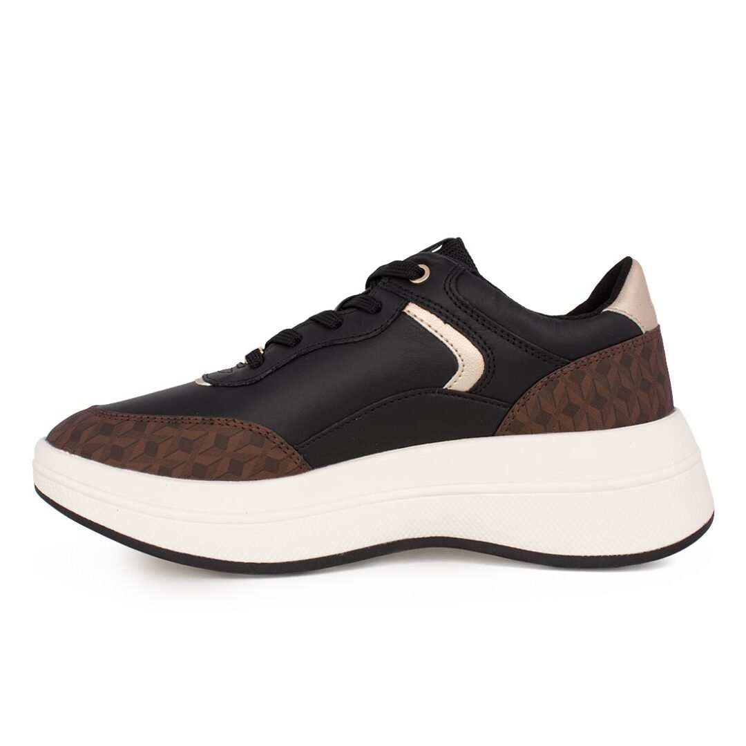 GEOX ΓΥΝΑΙΚΕΙΑ ΔΕΡΜΑΤΙΝΑ COMFORT SNEAKERS D SPHERICA ECUB-3 D BLACK/BROWN - Image 3