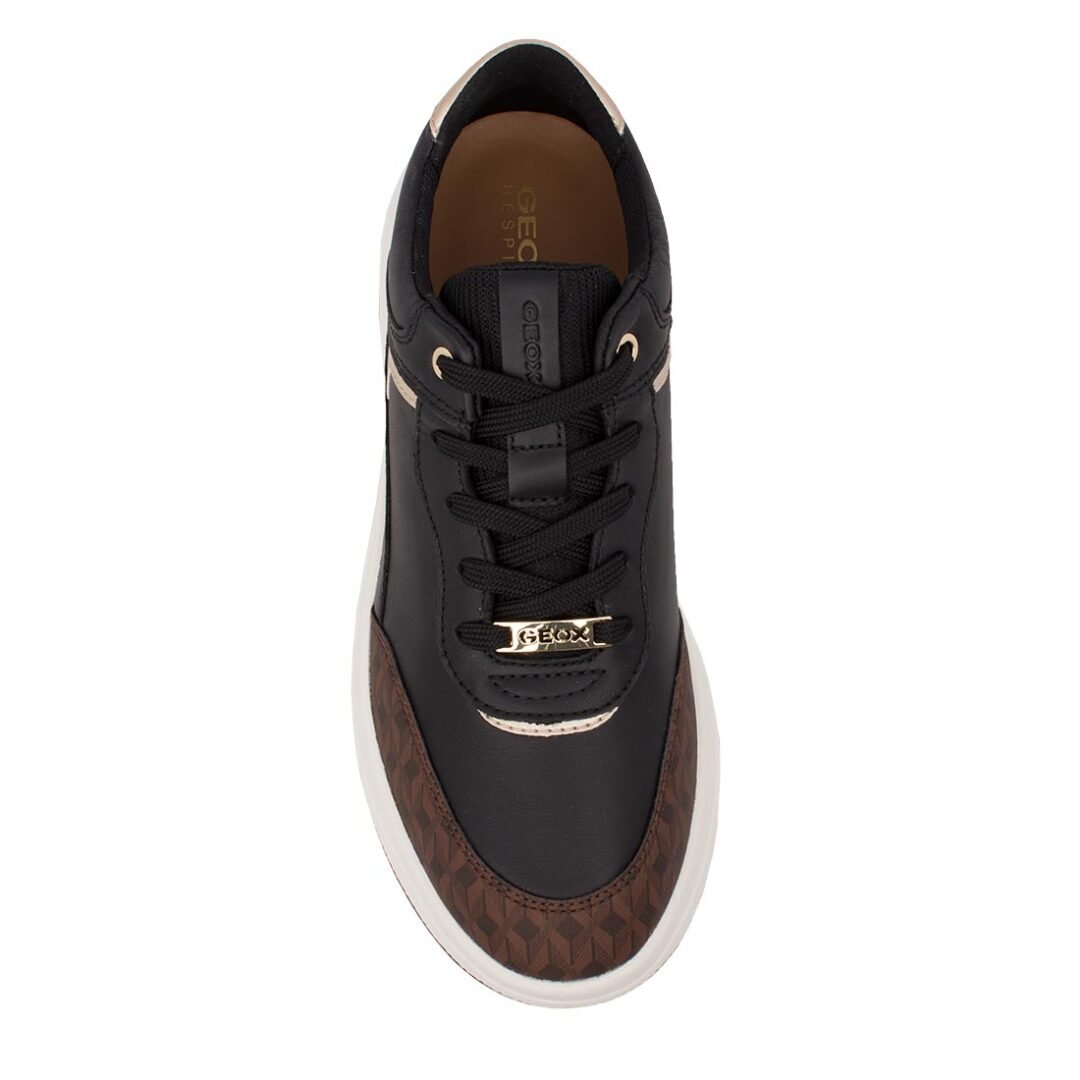 GEOX ΓΥΝΑΙΚΕΙΑ ΔΕΡΜΑΤΙΝΑ COMFORT SNEAKERS D SPHERICA ECUB-3 D BLACK/BROWN - Image 6