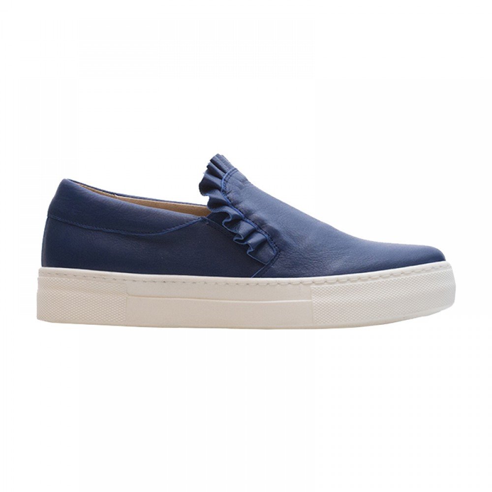 KMB ΓΥΝΑΙΚΕΙΑ ΔΕΡΜΑΤΙΝΑ SLIP ON SNEAKERS ΜΕ ΒΟΛΑΝ A2139 ΜΠΛΕ