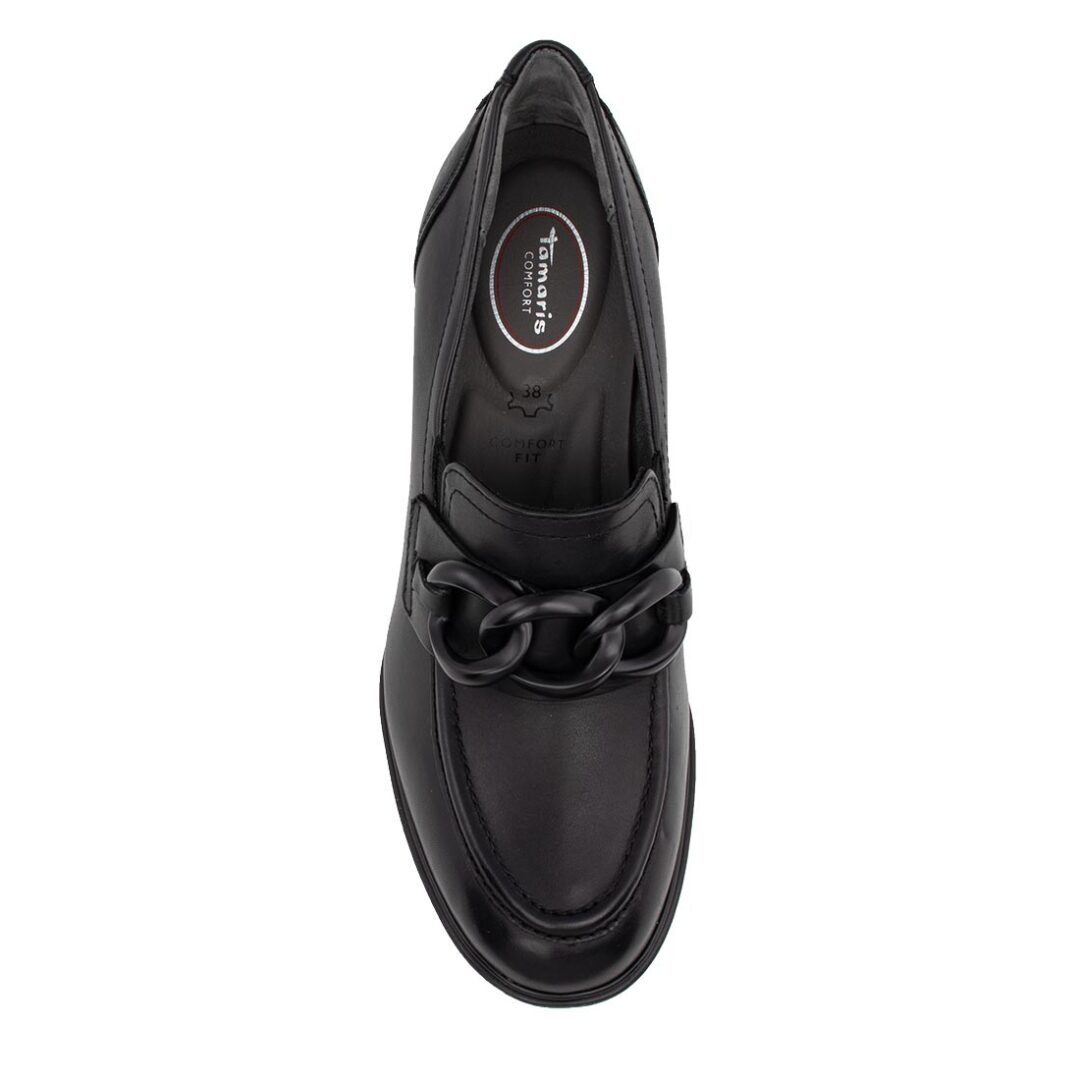 TAMARIS COMFORT ΓΥΝΑΙΚΕΙΑ ΔΕΡΜΑΤΙΝΑ LOAFERS ΜΕ ΤΑΚΟΥΝΙ 8-84403-41 022 ΜΑΥΡΑ NAPPA - Image 5