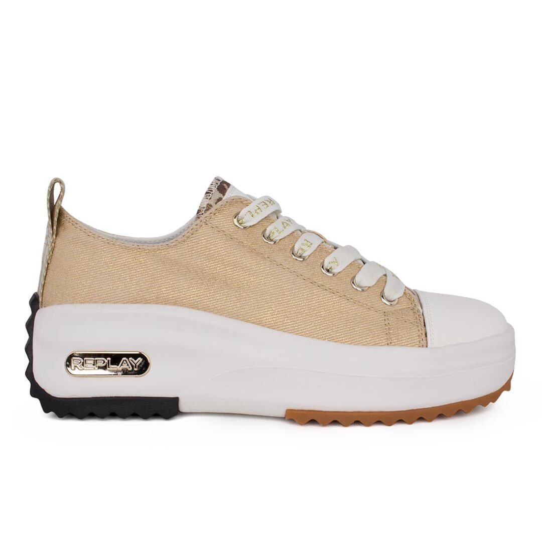 REPLAY ΓΥΝΑΙΚΕΙΑ ΠΑΝΙΝΑ SNEAKERS AQUA 2 LOW RZ5M0002T 2195 BEIGE/GOLD