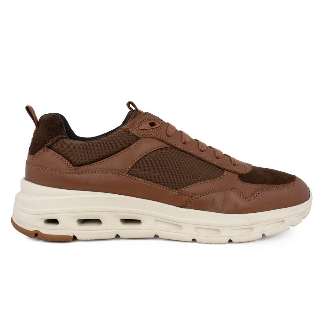 GEOX ΑΝΔΡΙΚΑ ΔΕΡΜΑΤΙΝΑ SNEAKERS U HOVERSTREAM A COGNAC
