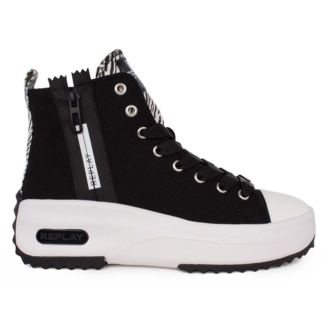 REPLAY ΓΥΝΑΙΚΕΙΑ ΠΑΝΙΝΑ ΜΠΟΤΑΚΙΑ AQUA 2 ZIP RZ5M0004T 0008 BLACK/WHITE