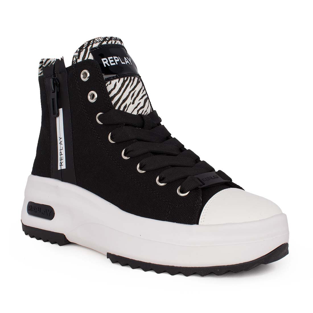 REPLAY ΓΥΝΑΙΚΕΙΑ ΠΑΝΙΝΑ ΜΠΟΤΑΚΙΑ AQUA 2 ZIP RZ5M0004T 0008 BLACK/WHITE - Image 2