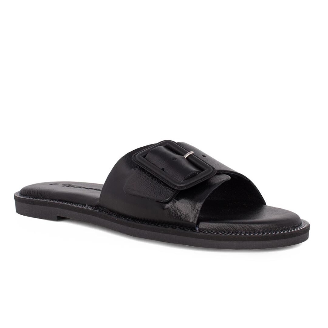 TAMARIS ΓΥΝΑΙΚΕΙΕΣ ΔΕΡΜΑΤΙΝΕΣ FLAT ΠΑΝΤΟΦΛΕΣ 1-27105-42 0A3 BLACK - Image 2